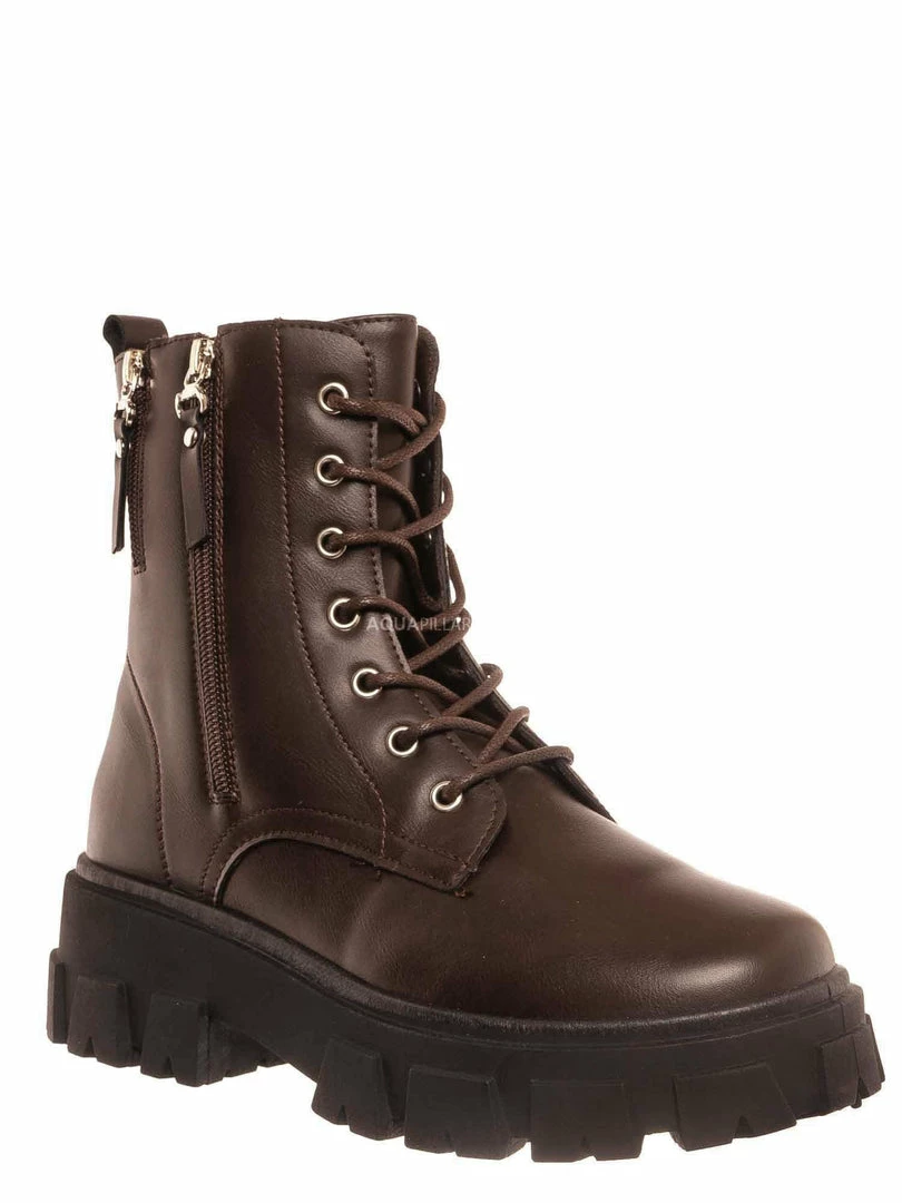 Forever Link Atlantic06 Double Zipper Lace Up Combat Bootie New