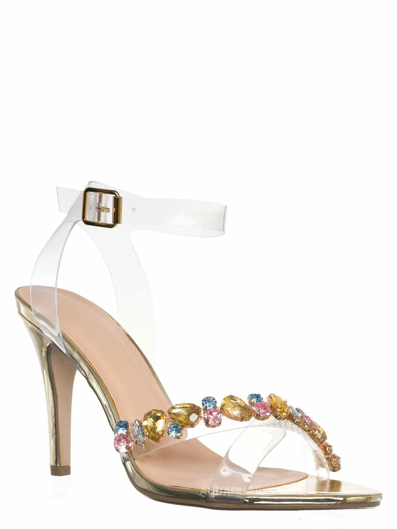 Delicious Danish Rhinestone Crystal Lucite Clear Sandal, Women Vinyl Shoes New