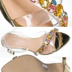 Delicious Danish Rhinestone Crystal Lucite Clear Sandal, Women Vinyl Shoes New