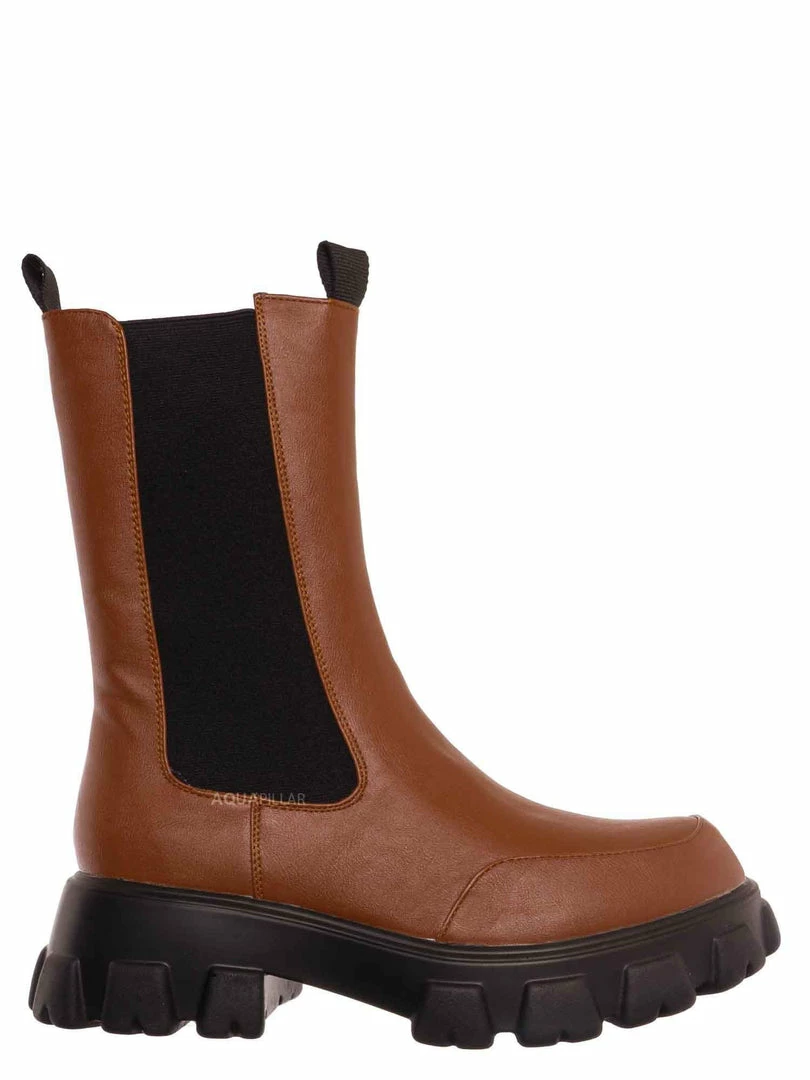 Bamboo New Tetris09 Calf High Chelsea Unisex Dress Boots