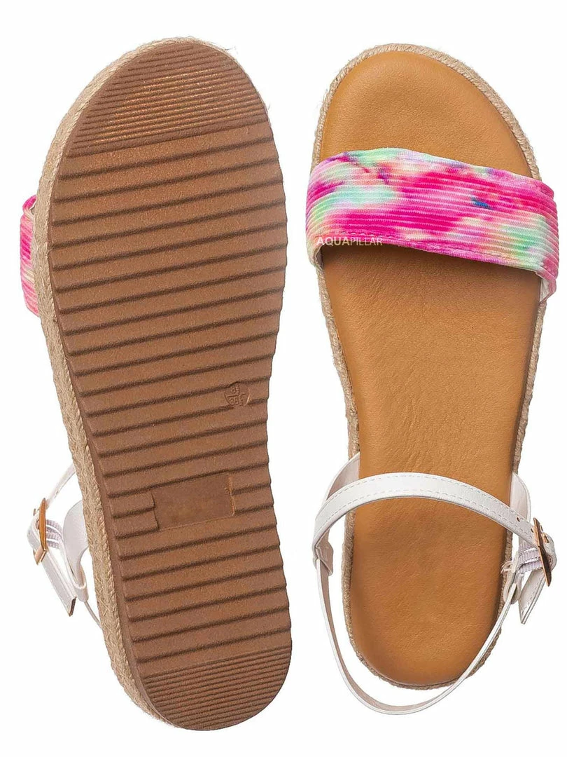 Bamboo New Superb32 Espadrille Flatform Sandal, Womens Lucite TieDye Padded Shoes