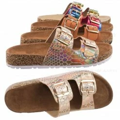 Bamboo Defeat57 Contoured Footbed Slide Sandal - Anatomical Molded Slipper Corks Shoes