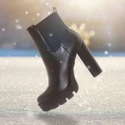 X2B Latavia3 Block Heel Zip Chelsea Boot New