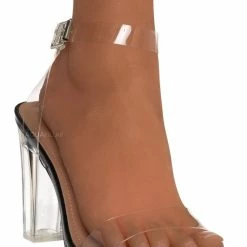 Forever Link Veronica28 Clear Glass High Heel Sandal, Womens Lucite Shoes