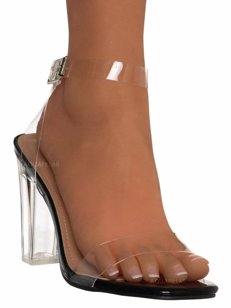 Forever Link Veronica28 Clear Glass High Heel Sandal, Womens Lucite Shoes