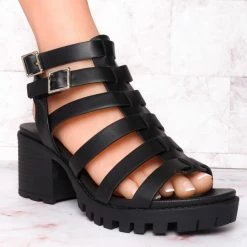Soda Matilda Block Heel Gladiator Sandal, Womens Cage Clog