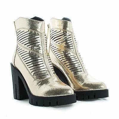 Blanch By Liliana, Western Slit Cut Out Pointed Toe Lug Sole Chunky Heel Ankle Boots