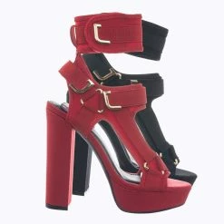 Liliana Glamrock Neoprene Elastic Block Heel Sandal - Women Hook Loop Pride Strappy Cage
