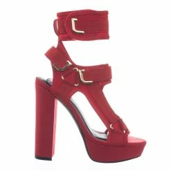 Liliana Glamrock Neoprene Elastic Block Heel Sandal - Women Hook Loop Pride Strappy Cage
