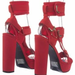 Liliana Glamrock Neoprene Elastic Block Heel Sandal - Women Hook Loop Pride Strappy Cage
