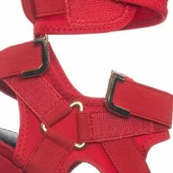 Liliana Glamrock Neoprene Elastic Block Heel Sandal - Women Hook Loop Pride Strappy Cage