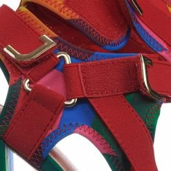 Liliana Glamrock Neoprene Elastic Block Heel Sandal - Women Hook Loop Pride Strappy Cage