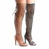 Lust By Liliana, Over Knee Geometric Laser Cut Out Stiletto Heel Boots