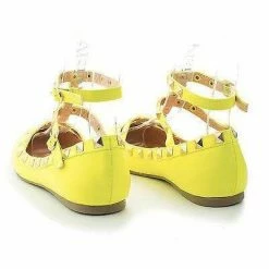 Mila62 By Liliana, Pointy Toe Pyramid Studded Strappy Double Buckle Dress Flat