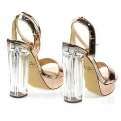 Snyder1 By Liliana, Perspex Block High Heel Platform Sandal W Adjustable Ankle Strap New