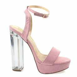 Snyder1 By Liliana, Perspex Block High Heel Platform Sandal W Adjustable Ankle Strap New