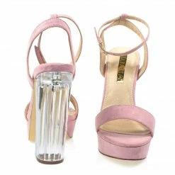 Snyder1 By Liliana, Perspex Block High Heel Platform Sandal W Adjustable Ankle Strap New