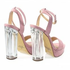 Snyder1 By Liliana, Perspex Block High Heel Platform Sandal W Adjustable Ankle Strap New