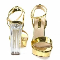 Snyder1 By Liliana, Perspex Block High Heel Platform Sandal W Adjustable Ankle Strap New