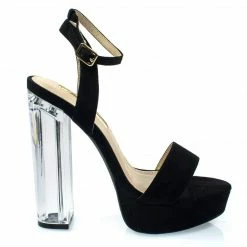 Snyder1 By Liliana, Perspex Block High Heel Platform Sandal W Adjustable Ankle Strap New