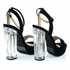 Snyder1 By Liliana, Perspex Block High Heel Platform Sandal W Adjustable Ankle Strap New