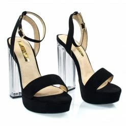 Snyder1 By Liliana, Perspex Block High Heel Platform Sandal W Adjustable Ankle Strap New