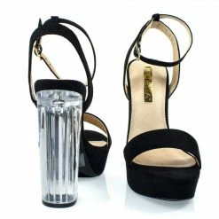 Snyder1 By Liliana, Perspex Block High Heel Platform Sandal W Adjustable Ankle Strap New