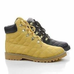 New Timbo3 By Liliana, Quilted Lace Up Ankle Boots