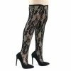 Liliana Xaya15 Thigh High Soft Legging, Sock Floral Lace Covered Pump On High Heel