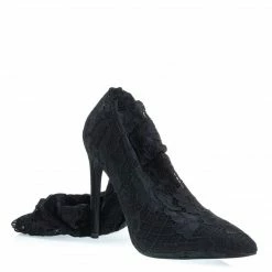 Liliana Xaya15 Thigh High Soft Legging, Sock Floral Lace Covered Pump On High Heel