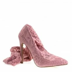 Liliana Xaya15 Thigh High Soft Legging, Sock Floral Lace Covered Pump On High Heel