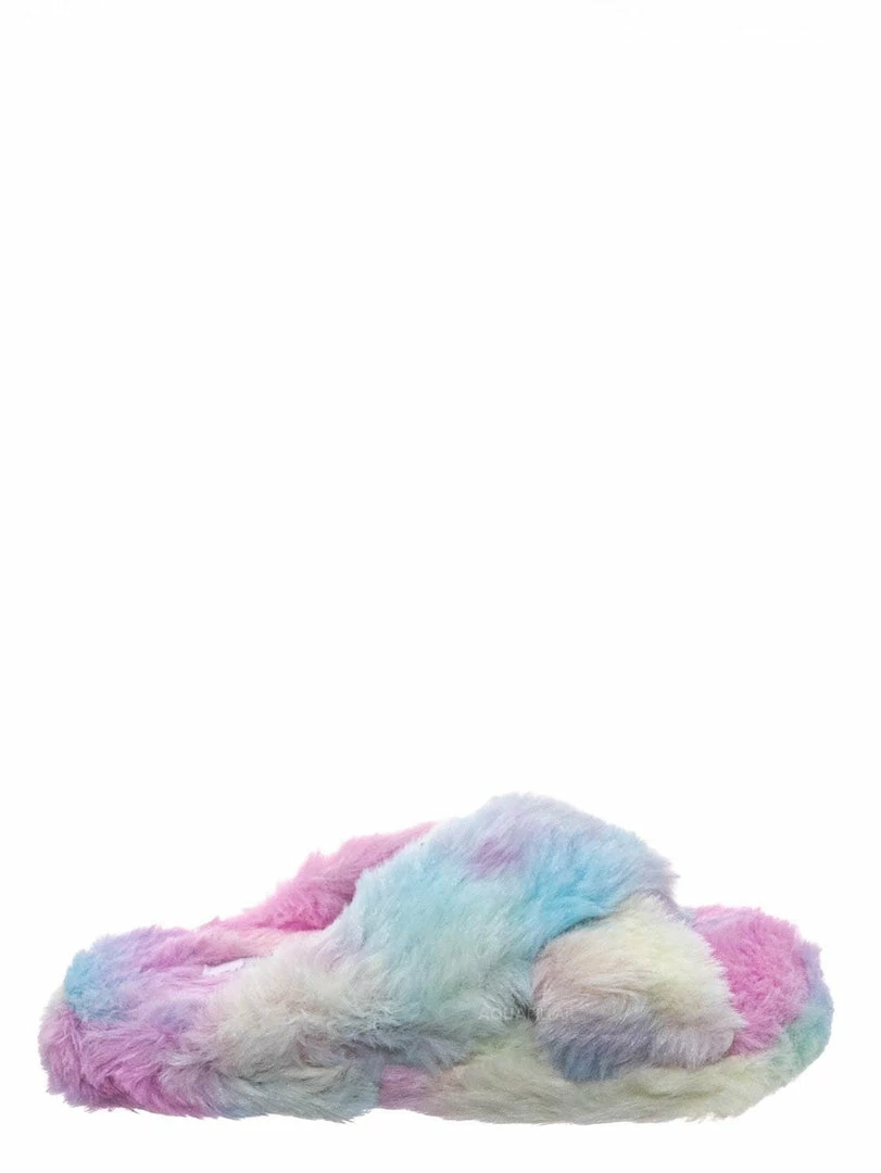 Little Angel Ben25K Childrens Furry Slipper - Little Girls Flat Slip On Sandal Faux Fur
