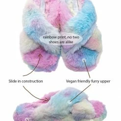 Little Angel Ben25K Childrens Furry Slipper - Little Girls Flat Slip On Sandal Faux Fur
