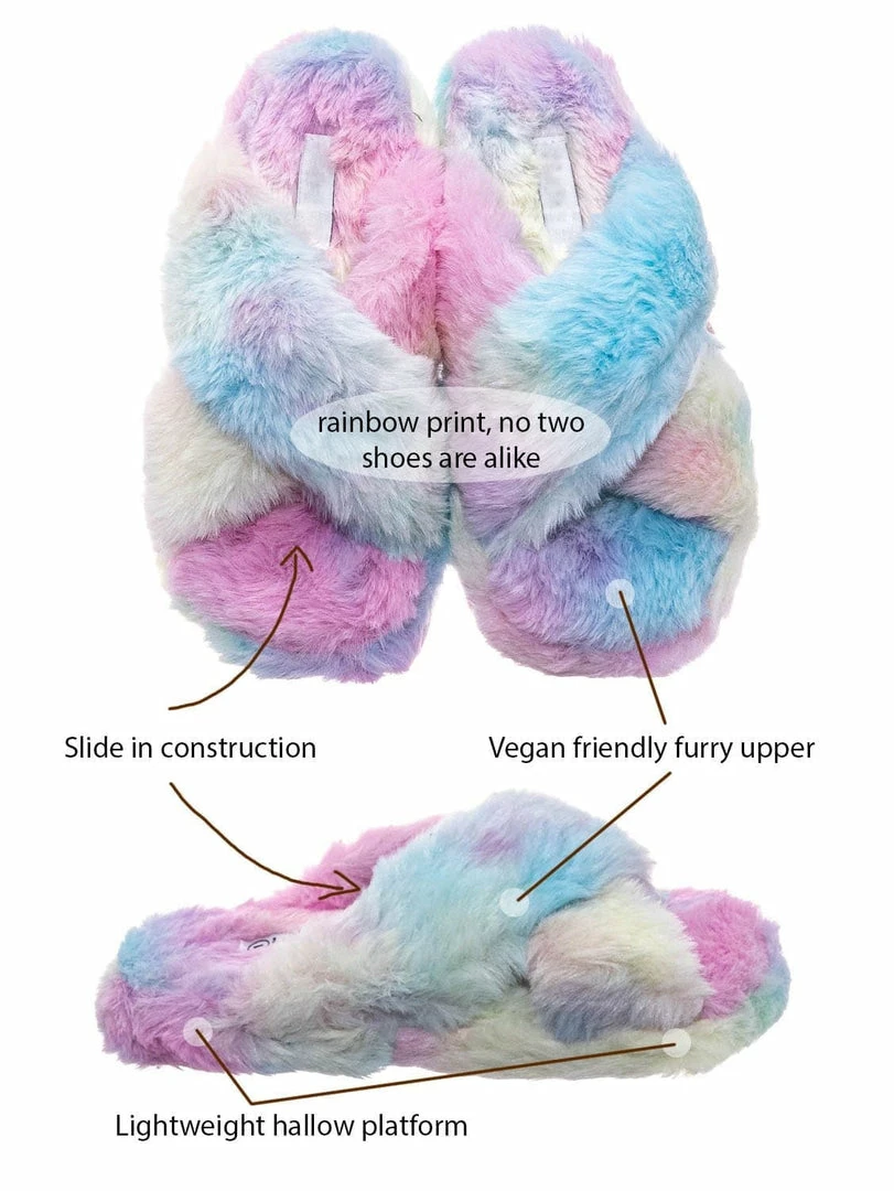 Little Angel Ben25K Childrens Furry Slipper - Little Girls Flat Slip On Sandal Faux Fur