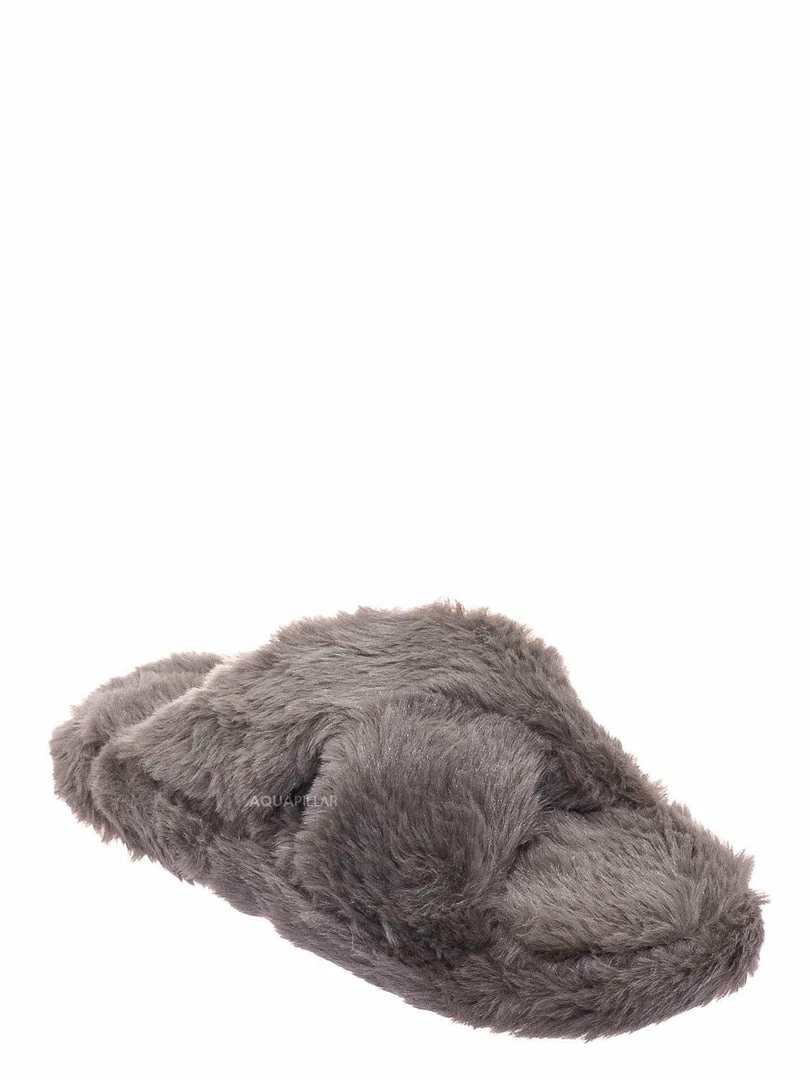 Little Angel Ben25K Childrens Furry Slipper - Little Girls Flat Slip On Sandal Faux Fur