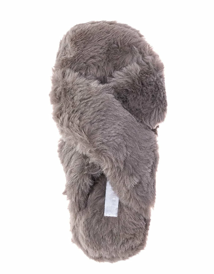 Little Angel Ben25K Childrens Furry Slipper - Little Girls Flat Slip On Sandal Faux Fur