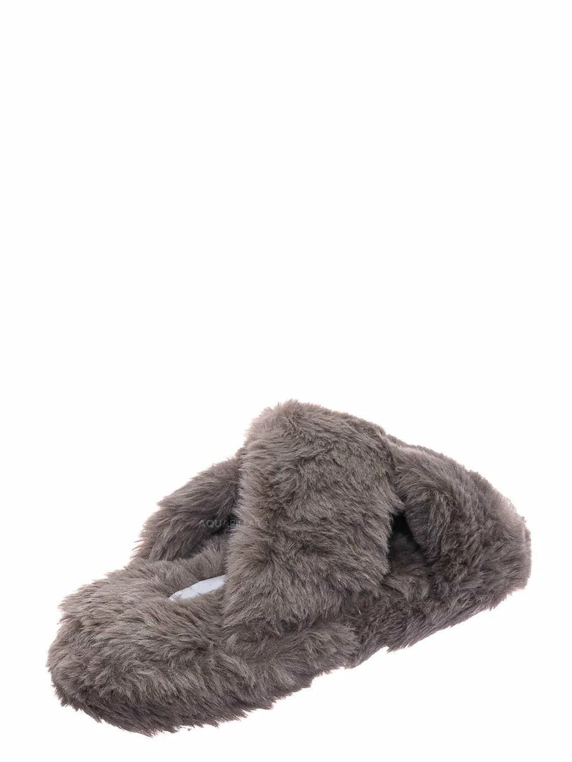 Little Angel Ben25K Childrens Furry Slipper - Little Girls Flat Slip On Sandal Faux Fur