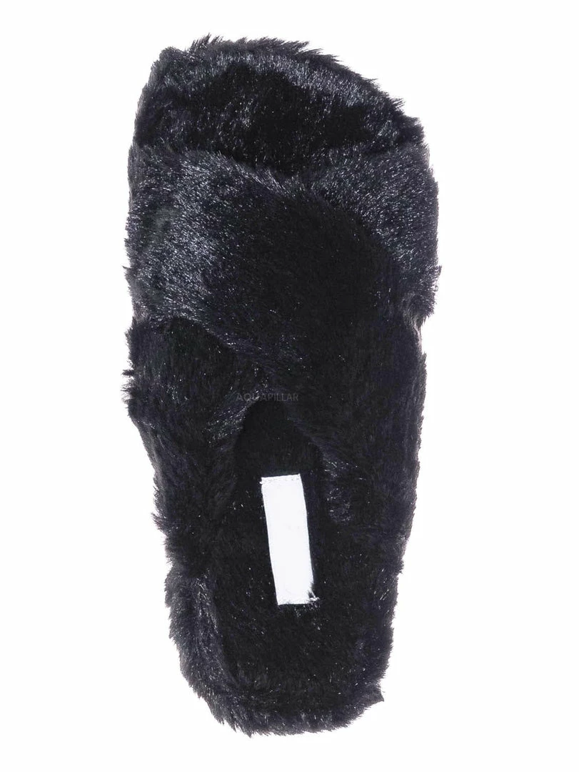 Little Angel Ben25K Childrens Furry Slipper - Little Girls Flat Slip On Sandal Faux Fur