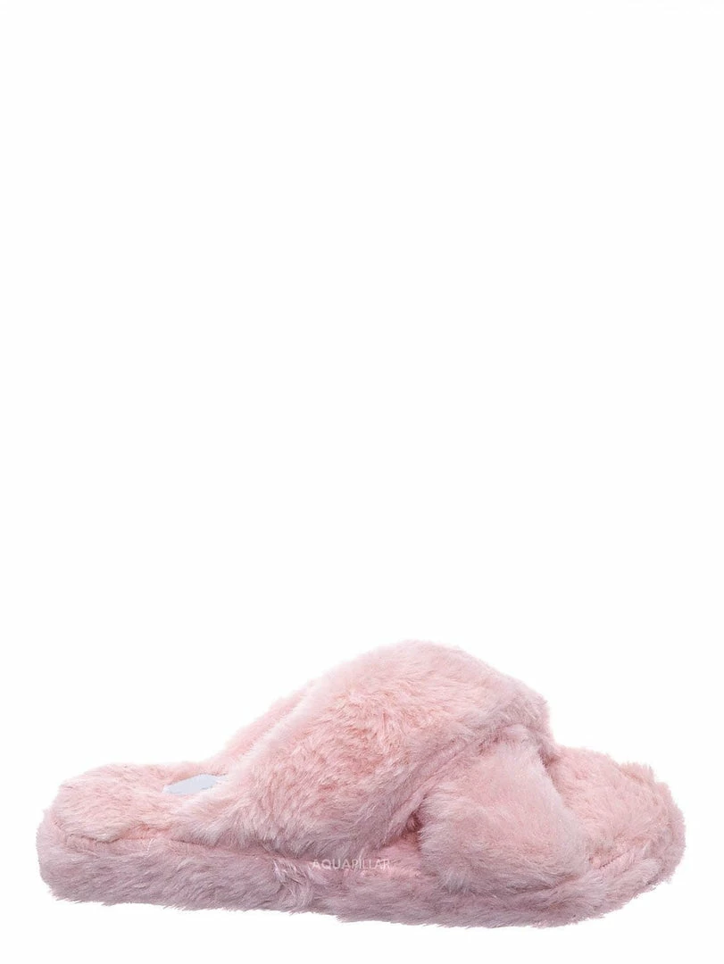 Little Angel Ben25K Childrens Furry Slipper - Little Girls Flat Slip On Sandal Faux Fur