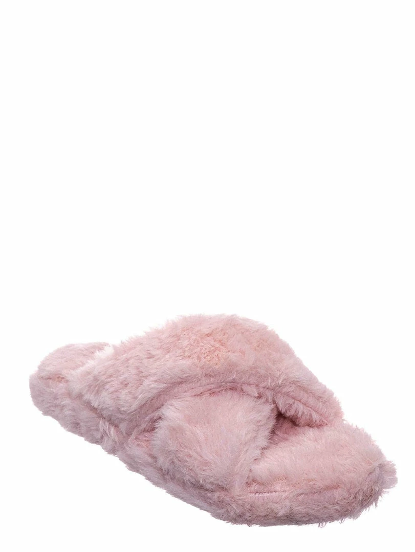 Little Angel Ben25K Childrens Furry Slipper - Little Girls Flat Slip On Sandal Faux Fur