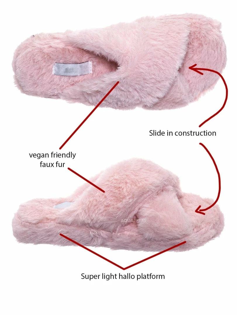 Little Angel Ben25K Childrens Furry Slipper - Little Girls Flat Slip On Sandal Faux Fur