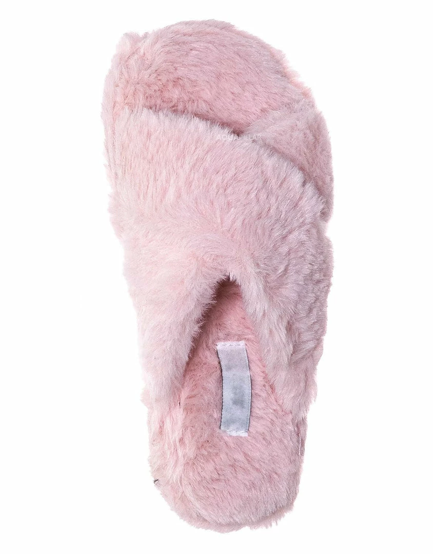 Little Angel Ben25K Childrens Furry Slipper - Little Girls Flat Slip On Sandal Faux Fur