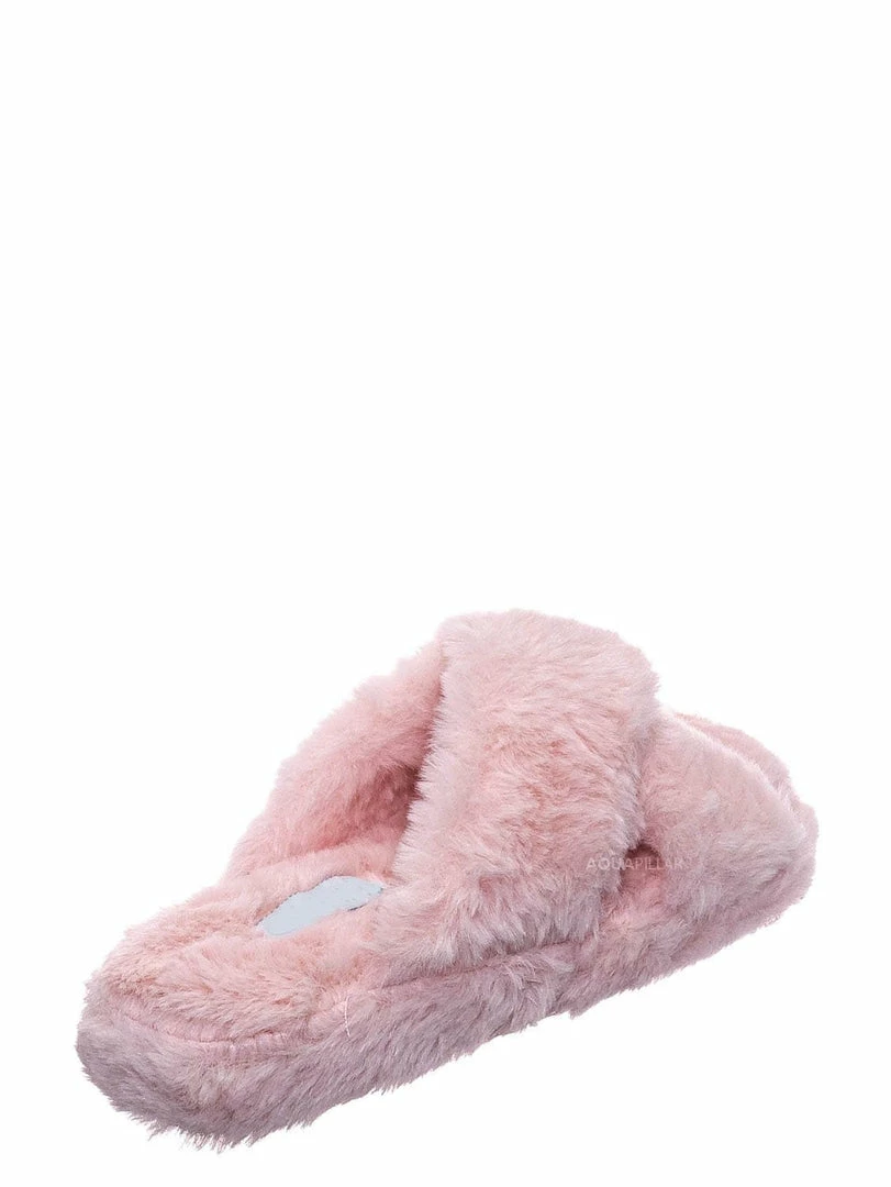 Little Angel Ben25K Childrens Furry Slipper - Little Girls Flat Slip On Sandal Faux Fur