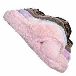 Little Angel Ben25K Childrens Furry Slipper - Little Girls Flat Slip On Sandal Faux Fur