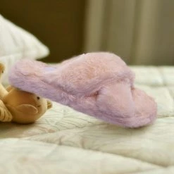 Little Angel Ben25K Childrens Furry Slipper - Little Girls Flat Slip On Sandal Faux Fur