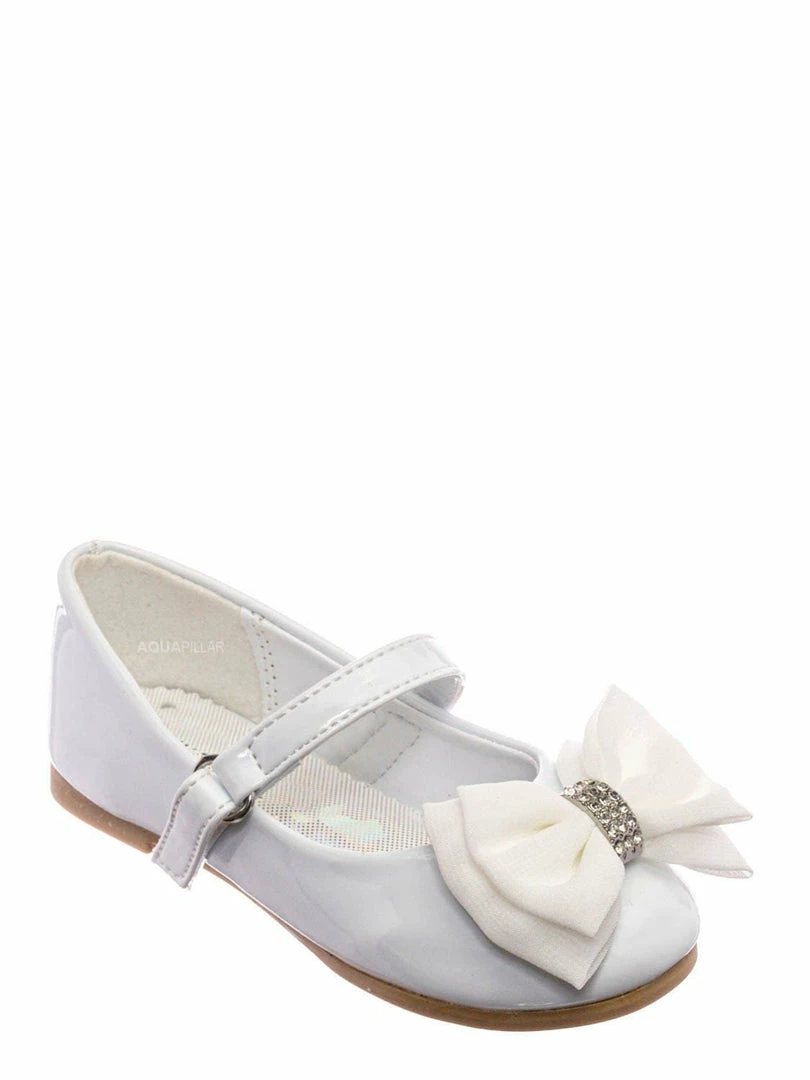 Little Angel New Britt958D Baby Girl Mary Jane Ballet Flat - Toddler Bow Rhinestone Crystal Shoes