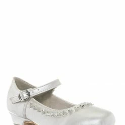 Little Angel Daisy016D Baby Girl Block Heel Mary Jane Pump - Rhinestone Wedding Dress Shoes