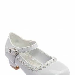 Little Angel Daisy016D Baby Girl Block Heel Mary Jane Pump - Rhinestone Wedding Dress Shoes