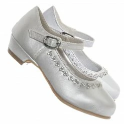 Little Angel Daisy016D Baby Girl Block Heel Mary Jane Pump - Rhinestone Wedding Dress Shoes