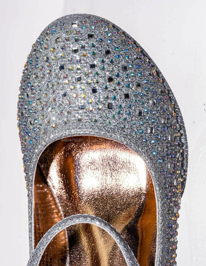 Little Angel Tasha004E Girl Rhinestone Crystal Mary Jane Pump - Kids Block Heel Dress Shoes New